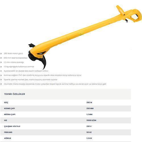 RTM 912 MİSİNALI ÇİM KENAR KESME 250 MM